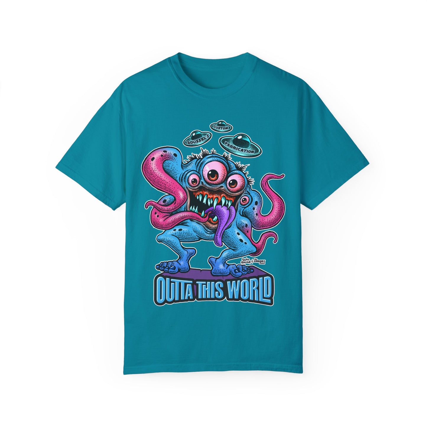 Monster 100% Cotton T-Shirt Featuring Our Newest Spaceport Monster Lan Roussel -Vintage Fit