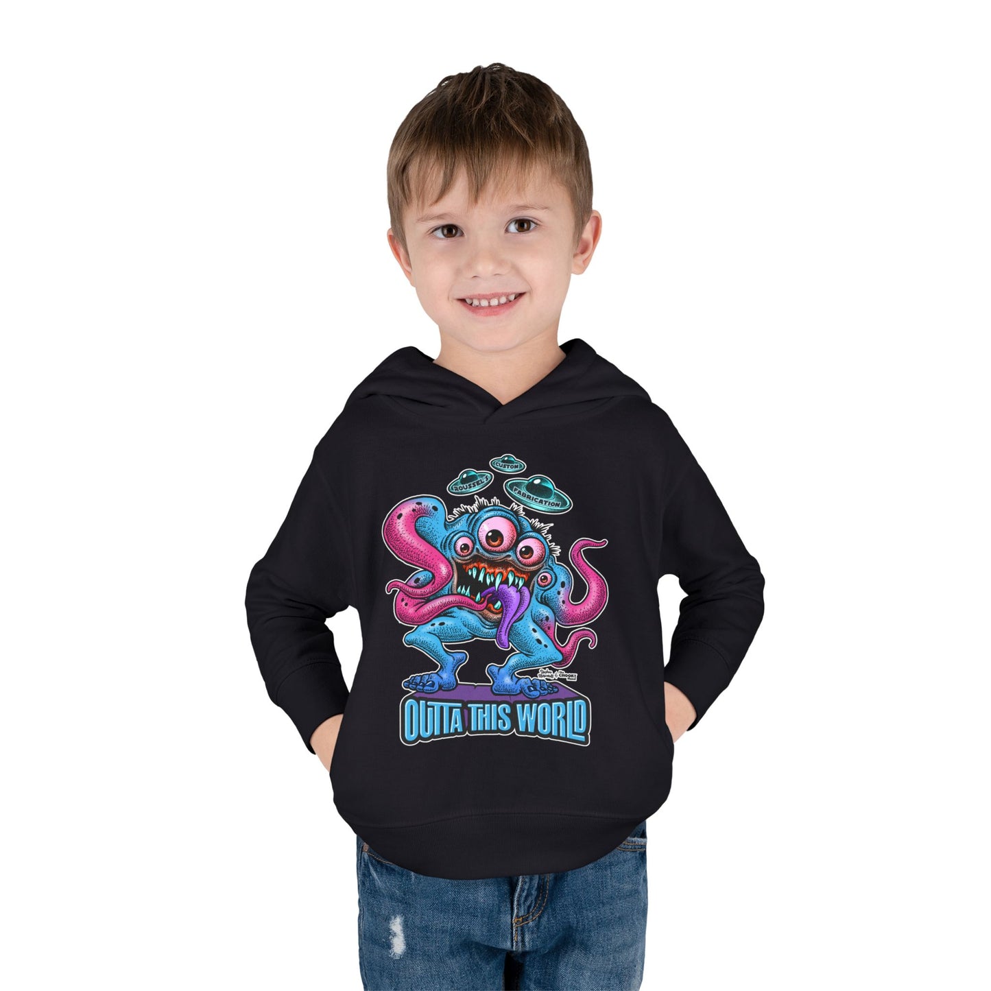 Toddler Fleece Hoodie - Lan Roussel Monster Car Imagination Design