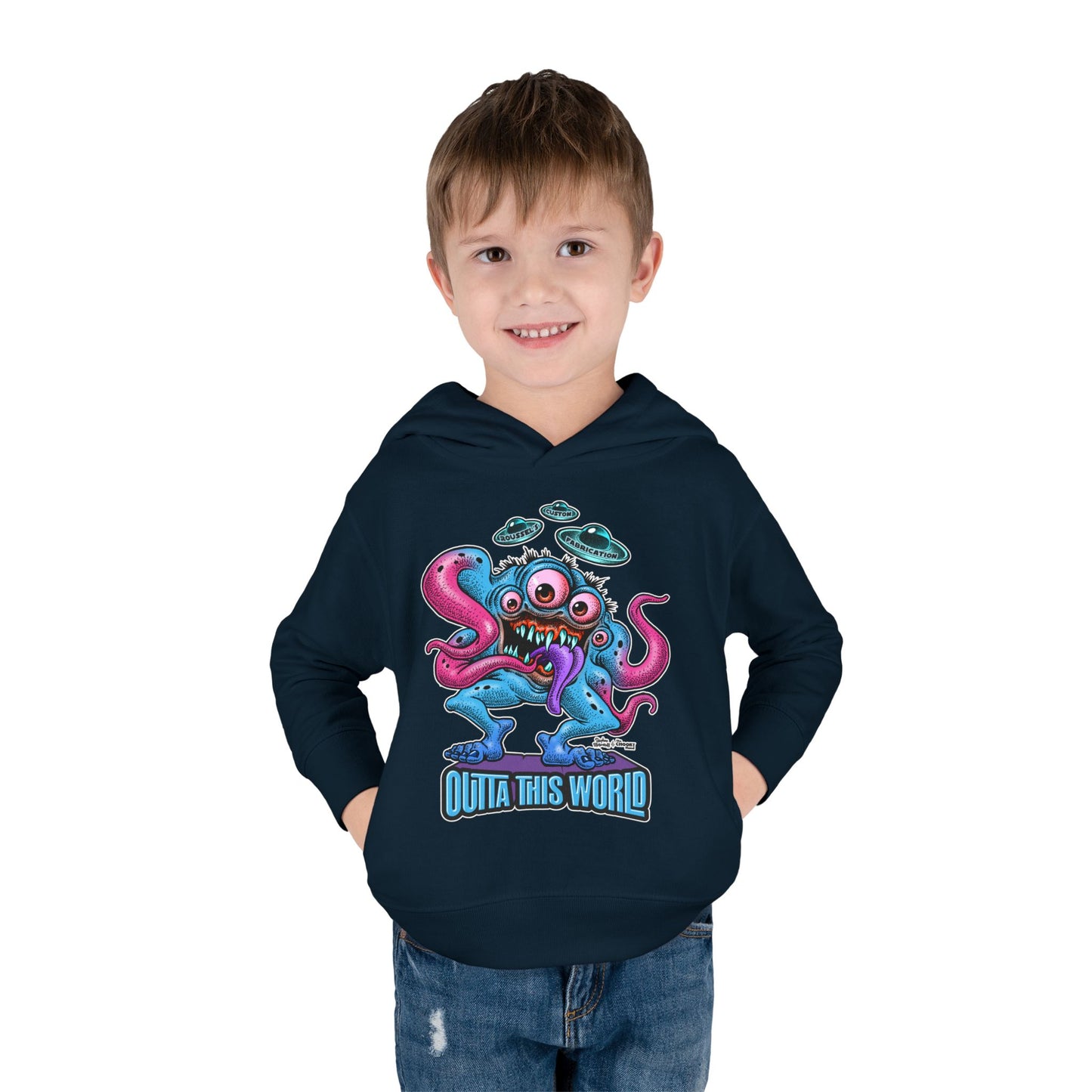 Toddler Fleece Hoodie - Lan Roussel Monster Car Imagination Design