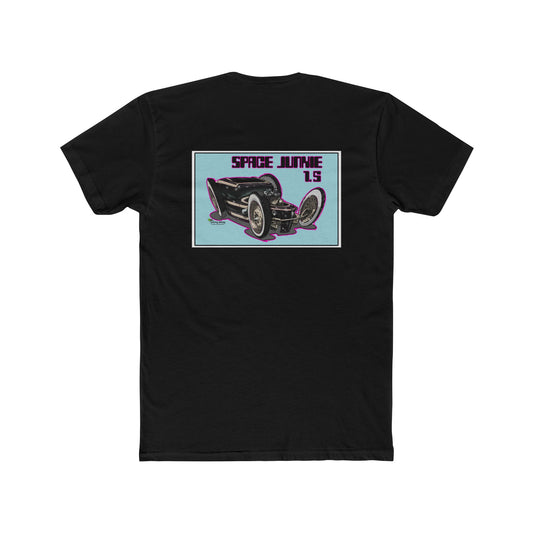 Space Junkie Men's Cotton Crew Tee. Art By Johnny Jalopy