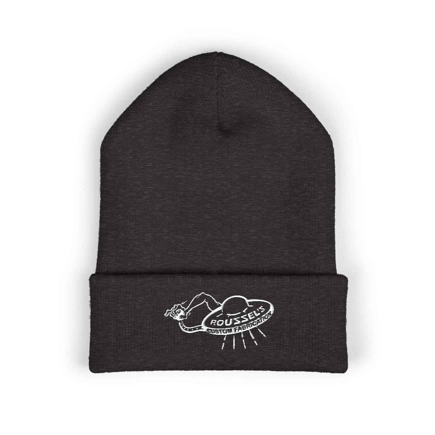 Embroidered UFO Beanie - Retro Alien Abduction Cuffed Hat