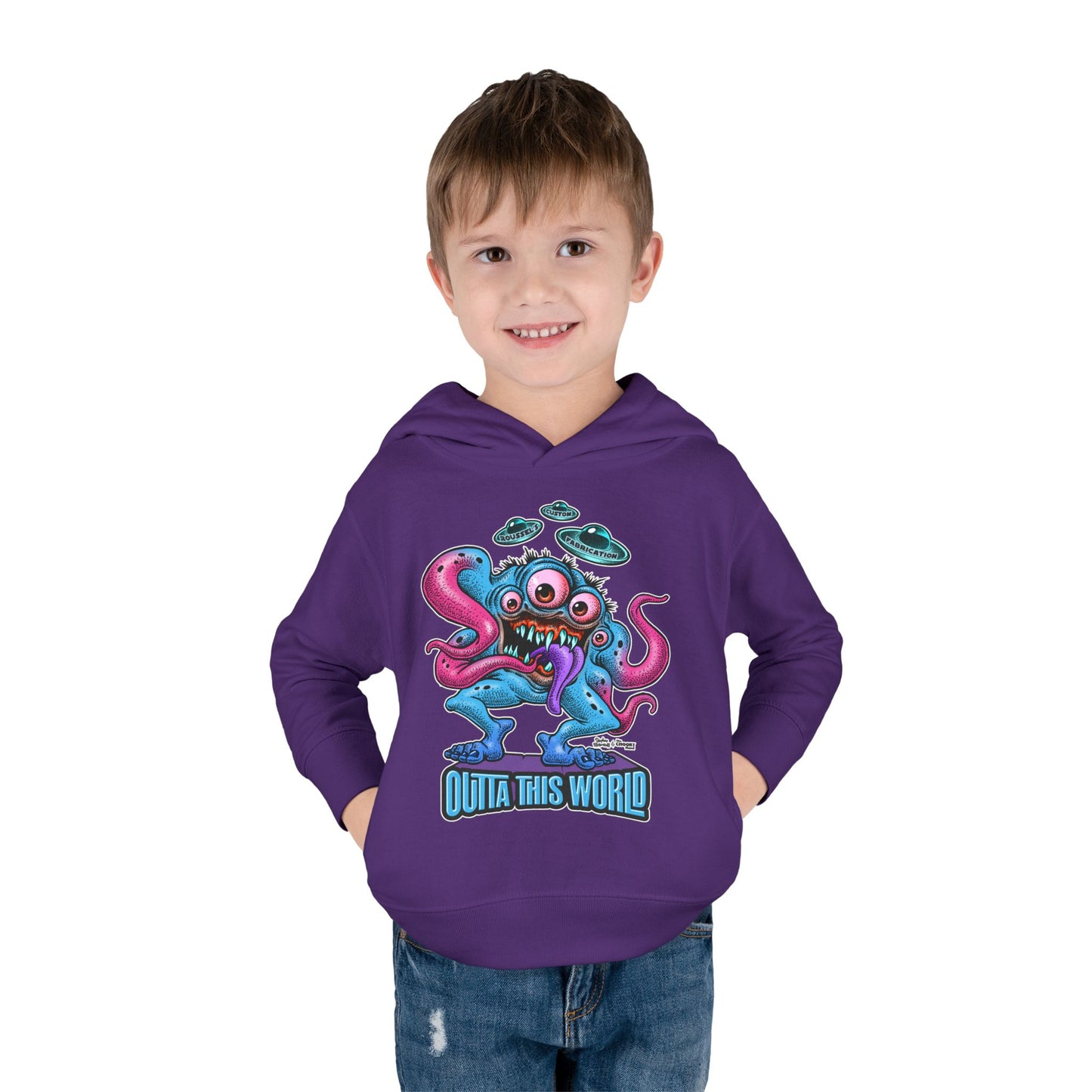 Toddler Fleece Hoodie - Lan Roussel Monster Car Imagination Design