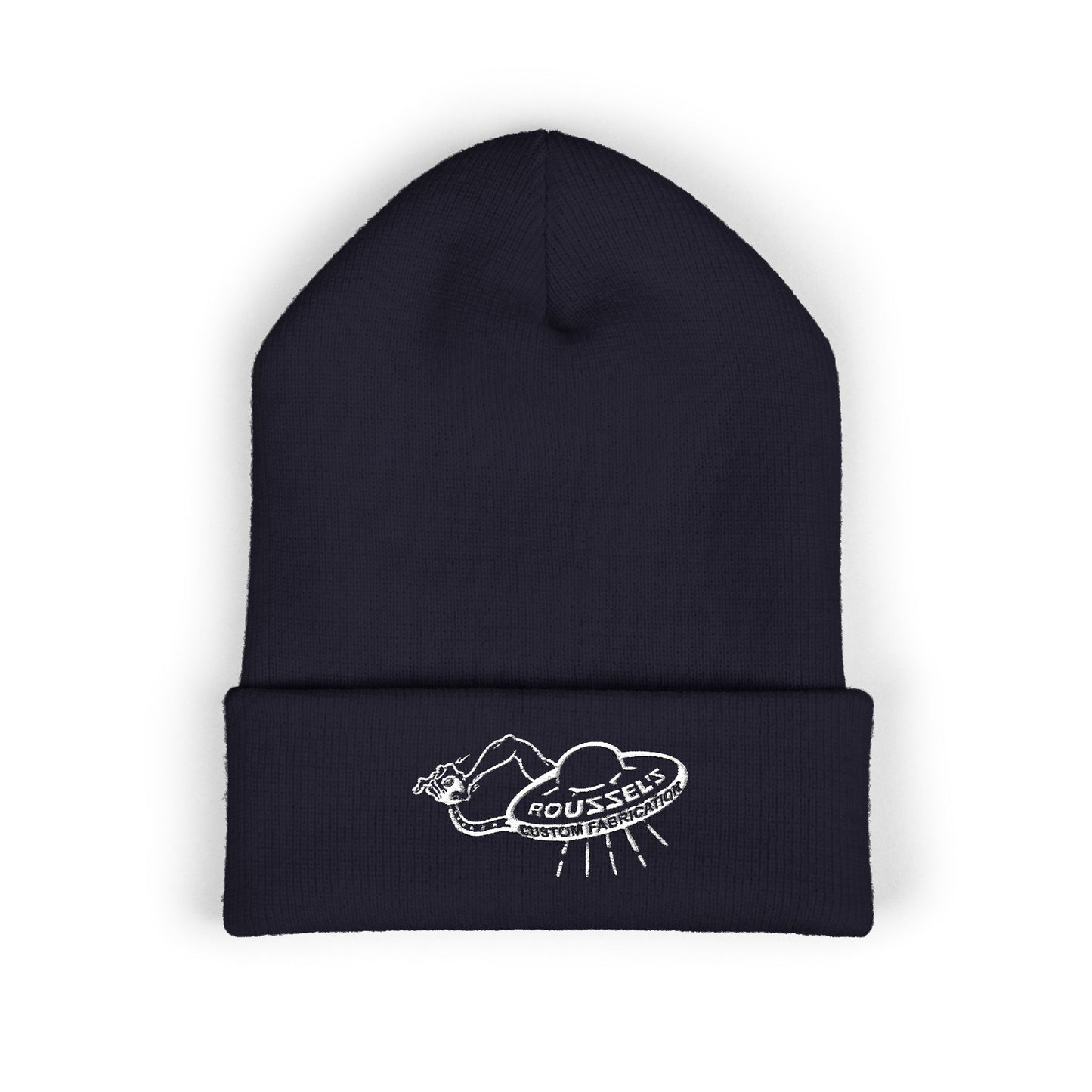 Embroidered UFO Beanie - Retro Alien Abduction Cuffed Hat