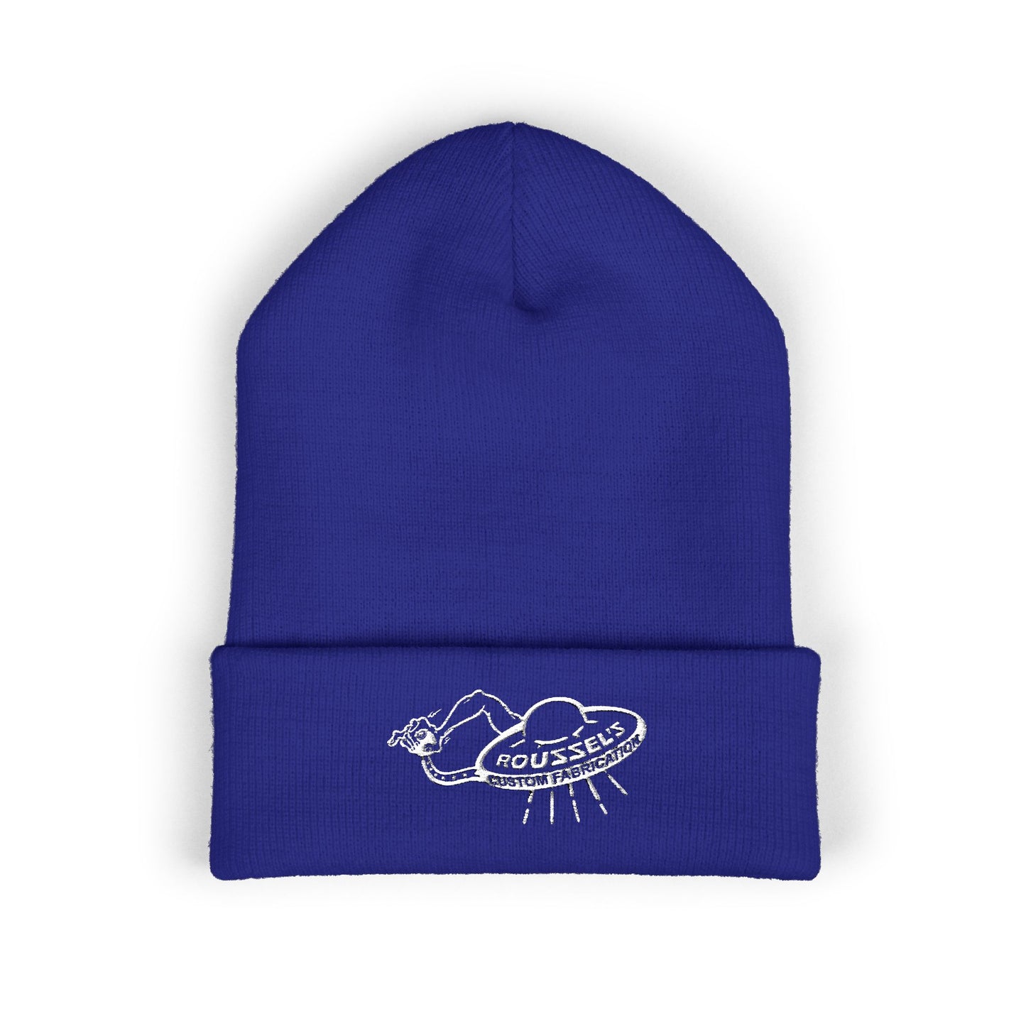 Embroidered UFO Beanie - Retro Alien Abduction Cuffed Hat