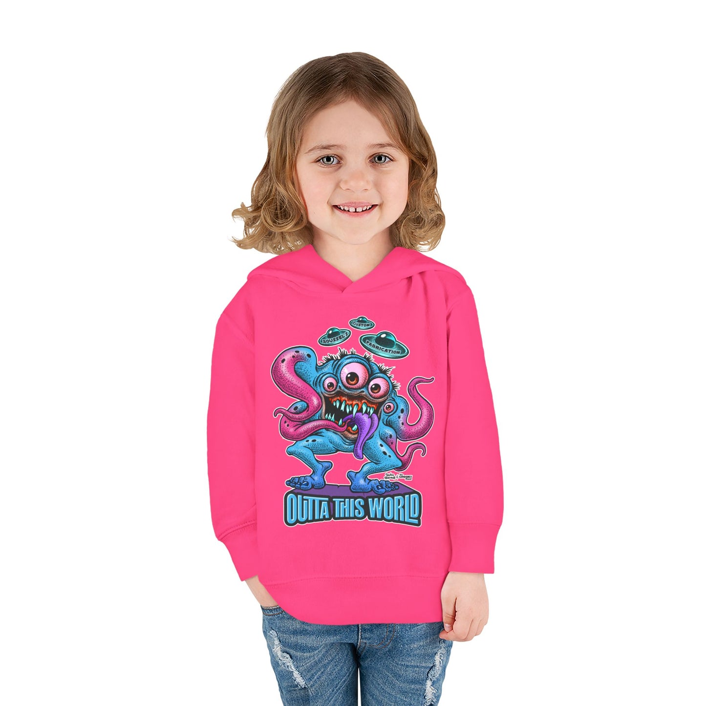 Toddler Fleece Hoodie - Lan Roussel Monster Car Imagination Design