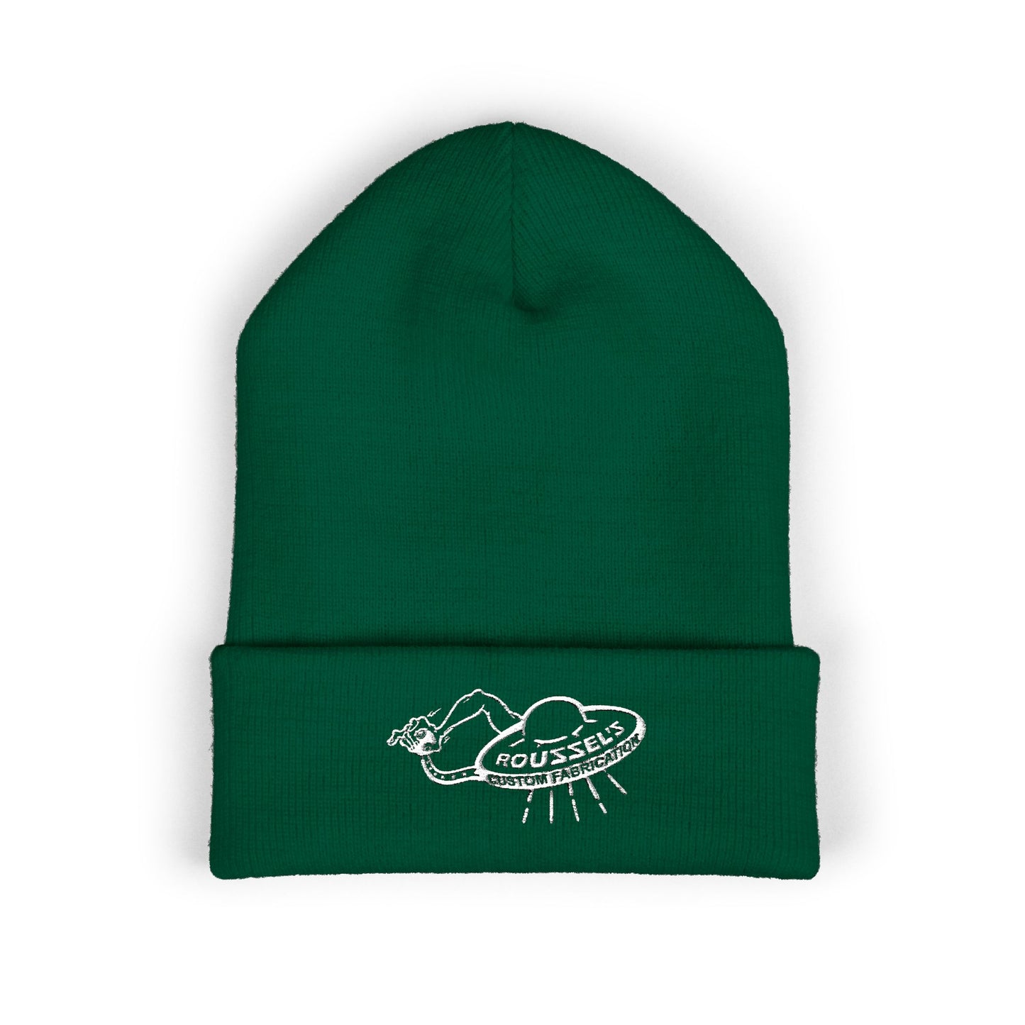 Embroidered UFO Beanie - Retro Alien Abduction Cuffed Hat